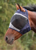 Shires Fine Mesh Fly Mask with Ear Holes - Navy