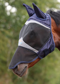 Shires Fine Mesh Fly Mask with Ears & Nose - Navy