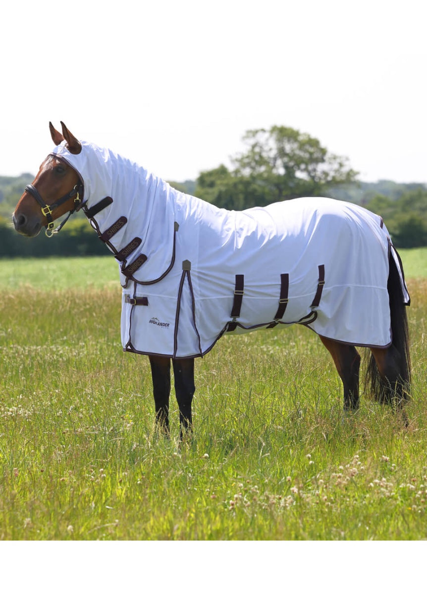 Shires Highlander Plus Fly Sheet Combo Rug - White/Black Cherry