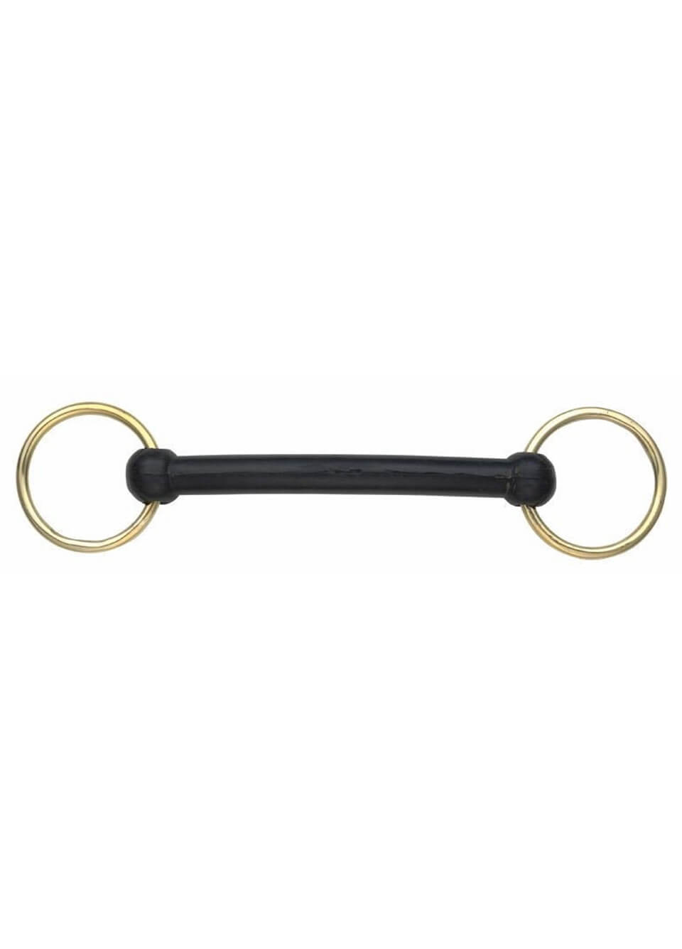 Shires Rubber Covered Bradoon Bit - Black/Brass
