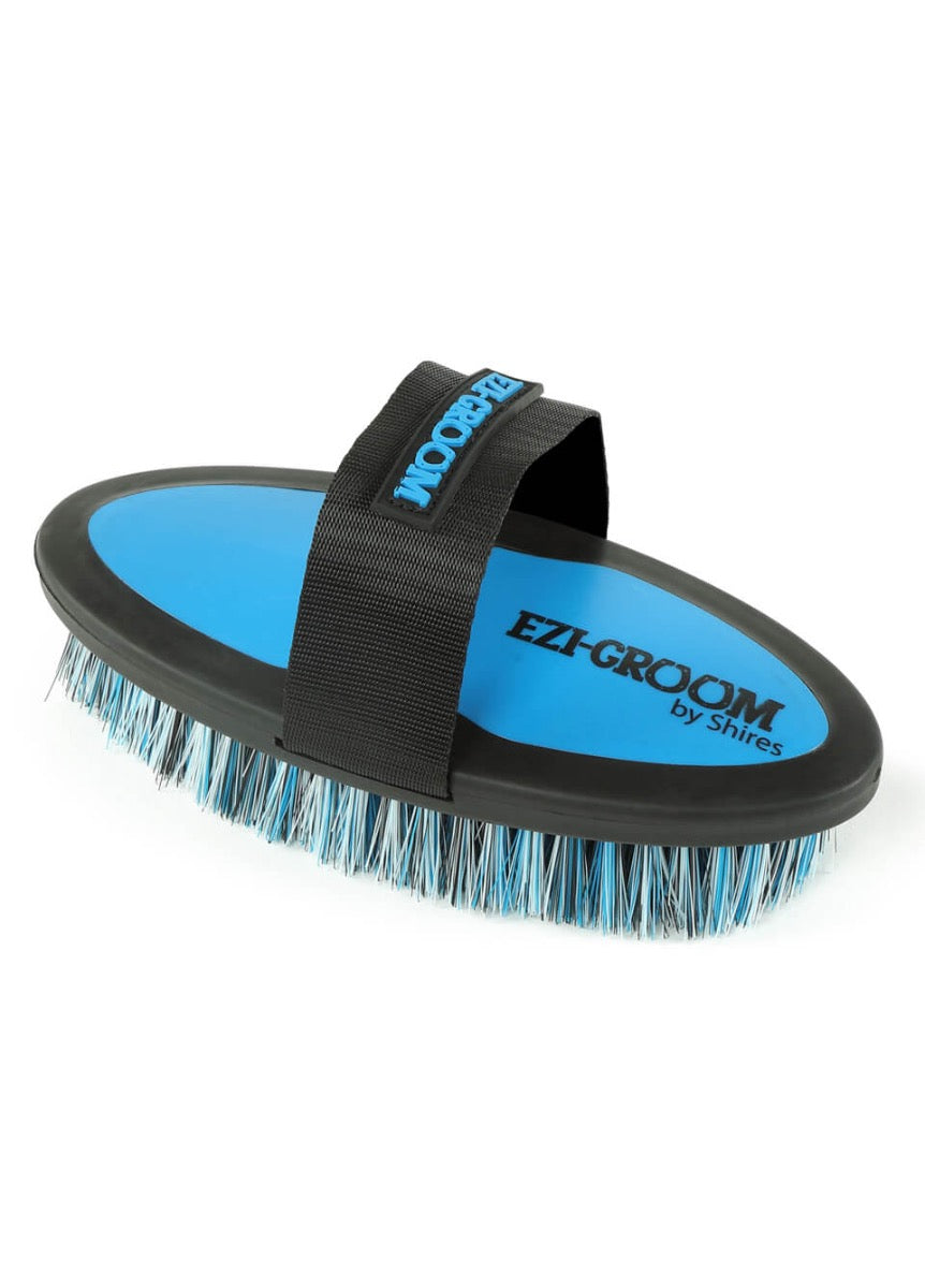 Shires EZI-GROOM Grip Body Brush Small - Bright Blue