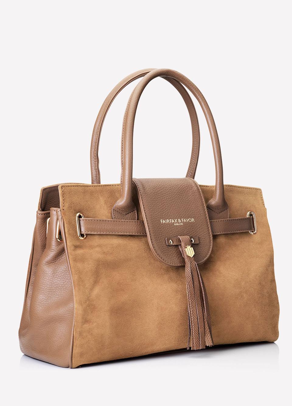 Fairfax & Favor Windsor Leather and Suede Handbag - Tan