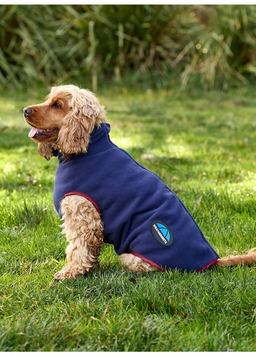 Weatherbeeta ComFITec Fleece Zip Dog Coat - Navy/Burgundy