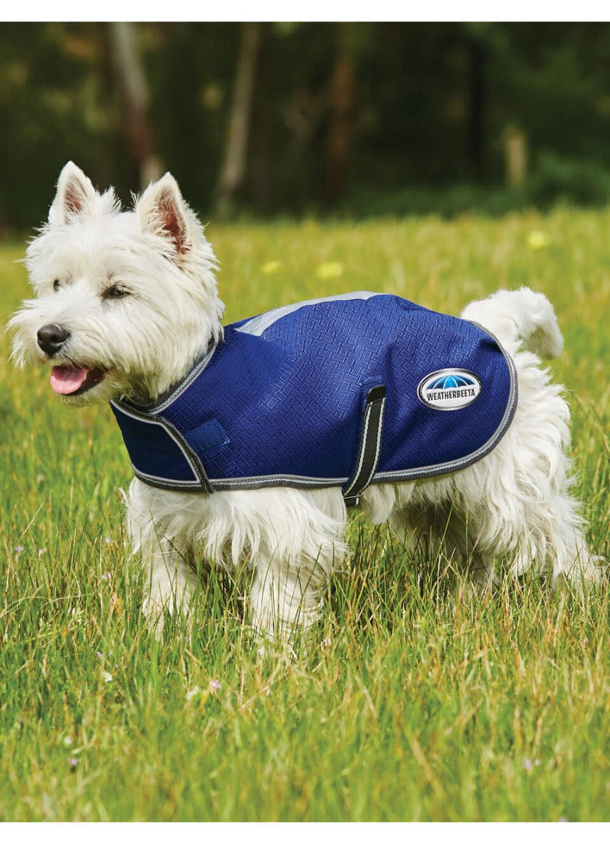 Weatherbeeta ComFITec Premier Free Parka Dog Coat Medium - Dark Blue/Grey/White