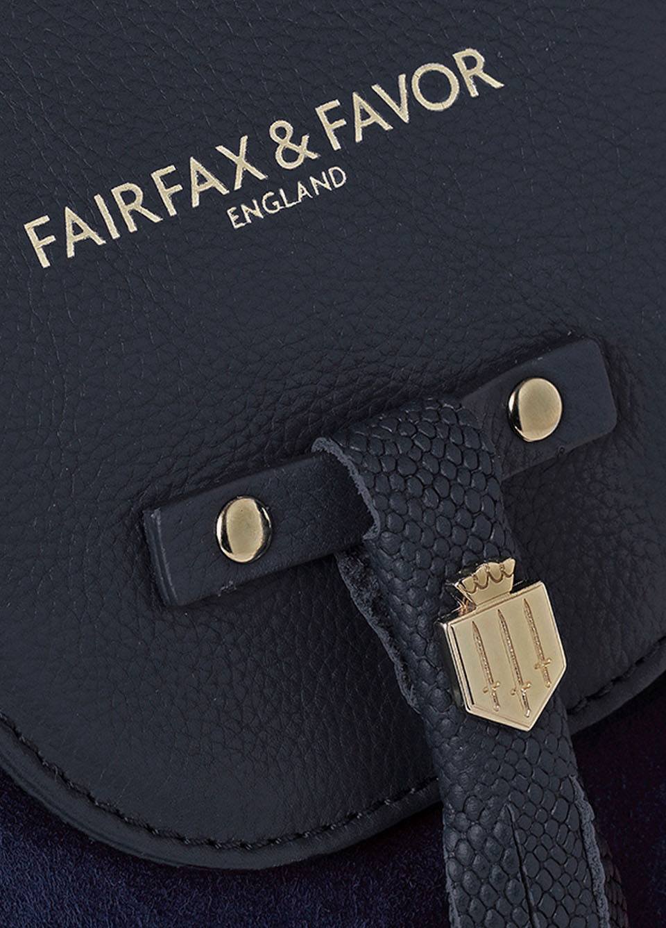 Fairfax & Favor Windsor Leather and Suede Handbag - Navy Blue