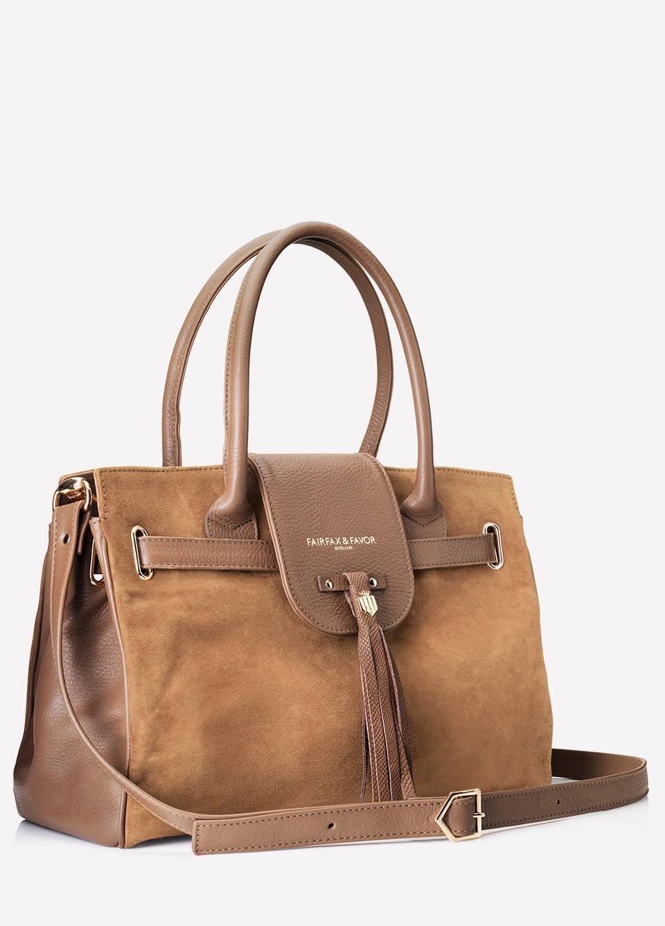 Fairfax & Favor Windsor Leather and Suede Handbag - Tan