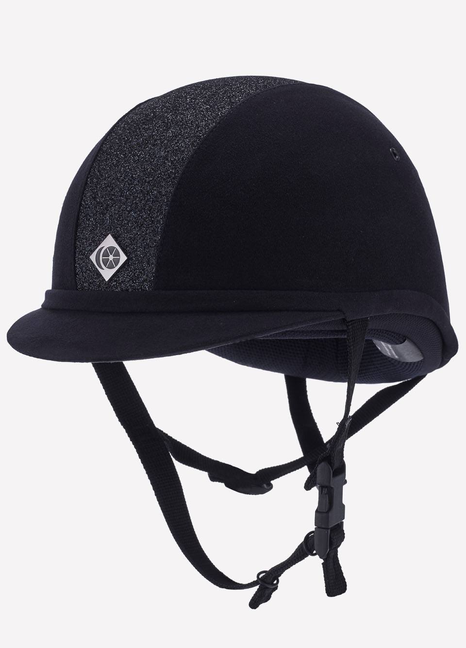 Charles Owen Sparkly YR8 Junior Riding Hat- ROUND FIT - Navy/Navy