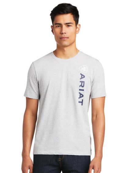 Ariat Mens Vertical Logo T-Shirt - Heather Grey
