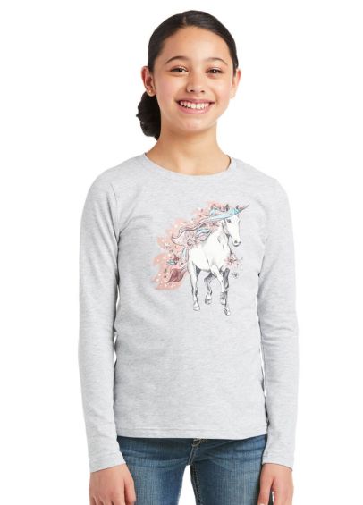 Ariat Kids My Unicorn Long Sleeve T-Shirt - Heather Grey