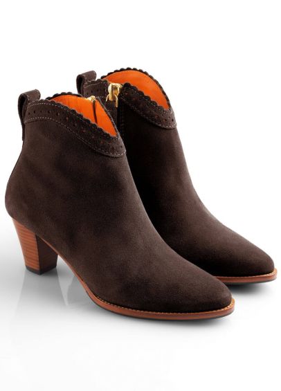 Fairfax & Favor Suede Regina Ankle Boots - Chocolate