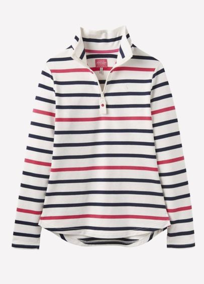 Joules Ladies Fairdale Sweatshirt - Navy Raspberry Stripe