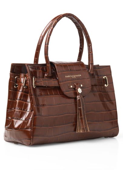 Fairfax & Favor Leather Windsor Handbag - Conker