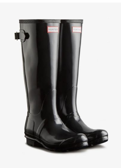 Hunter Womens Adjustable Gloss Tall Boot - Black