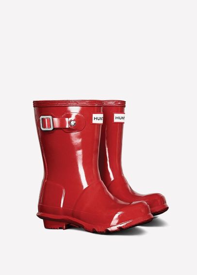 Childs Hunter Gloss Wellingtons - Military Red