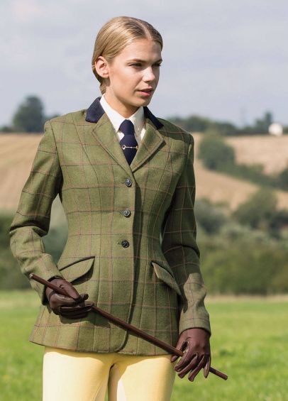 Equetech Ladies Launton Deluxe Tweed Riding Jacket - Green