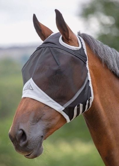 Shires Fine Mesh Fly Mask With Ear Holes - Black