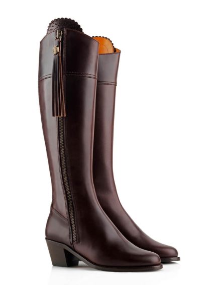 Fairfax & Favor Ladies Leather Heeled Regina Boots - Mahogany