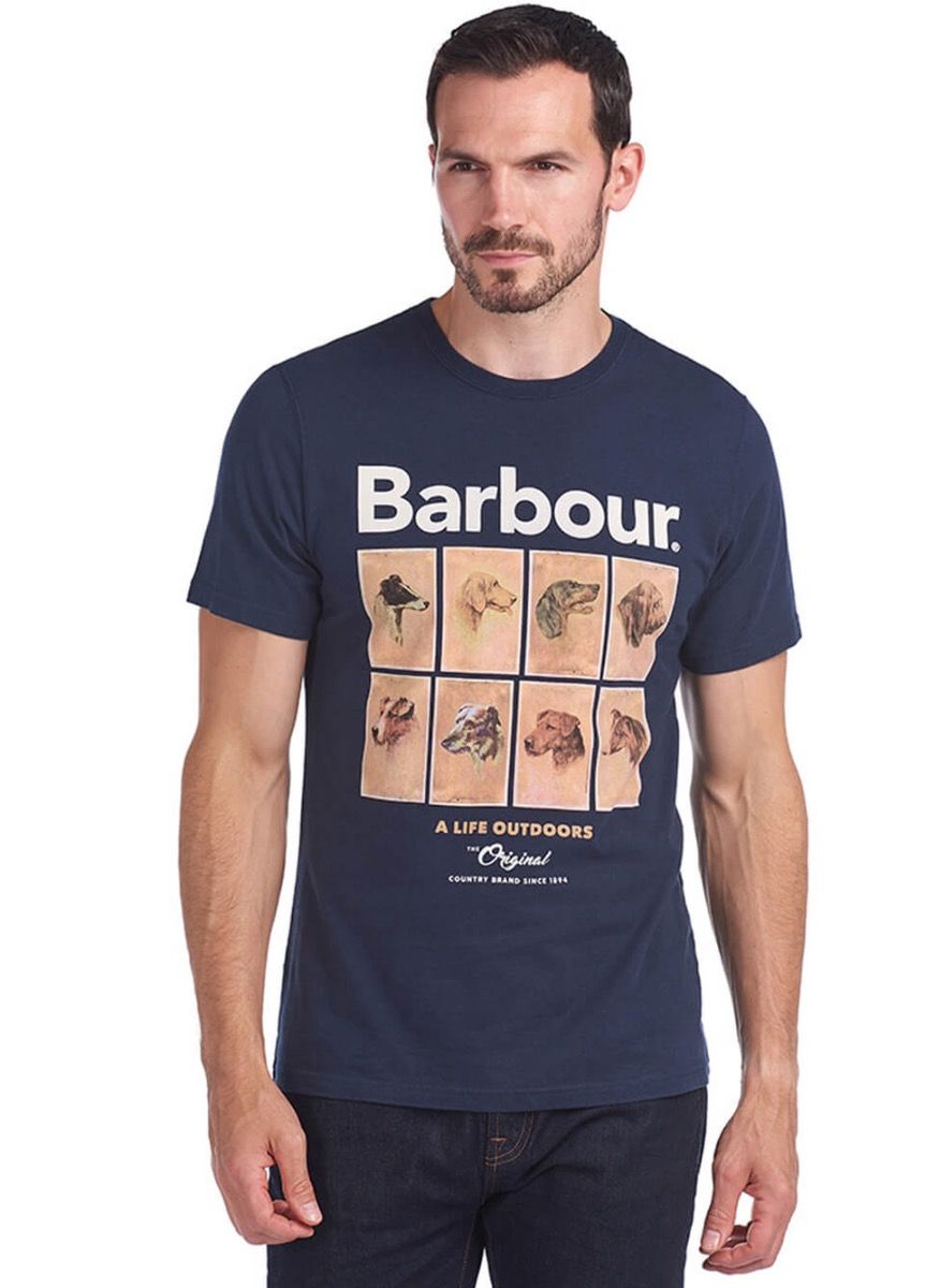 Barbour Mens Hounds Graphic T-Shirt -Navy